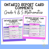 Grade 4 & 5 Math Report Card Comments Guide - Ontario Curriculum