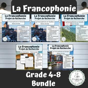 Preview of Grade 4-8 La Francophonie Bundle- Core French Ontario Curriculum Culture project