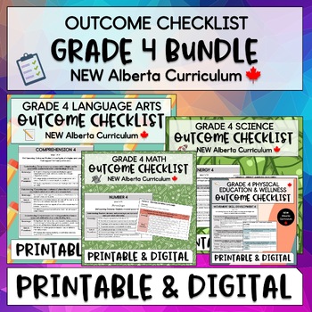 Preview of Grade 4 Alberta NEW Curriculum - Outcome Checklist BUNDLE