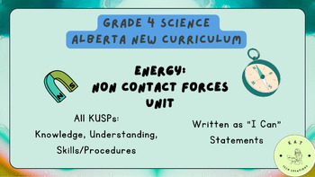 Preview of Grade 4 Alberta Science Energy Unit New Curriculum Outcomes and KUSPS