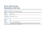 Grade 4 Badminton Unit Plan - 10 Lessons