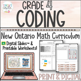 Grade 4 Coding Ontario Math Digital Slides Worksheets and 