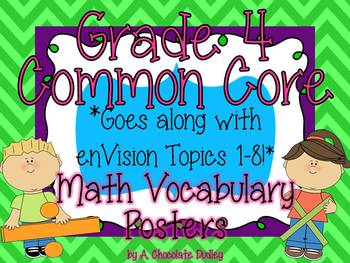 Preview of Grade 4 Common Core Math Vocabulary Posters {Topics 1 - 8}