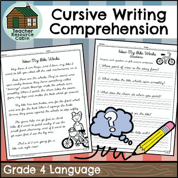 Preview of Grade 4 Cursive Comprehension Passages and Questions