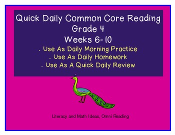 Preview of Grade 4 Daily Common Core Reading Practice Weeks 6-10 {LMI}