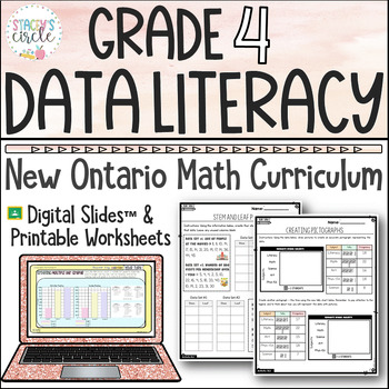 Preview of Grade 4 Data Literacy Ontario Math Digital Slides | Worksheets | Assessments