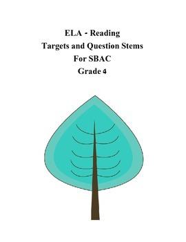 Preview of Grade 4 ELA - Reading Question Stems for SBAC
