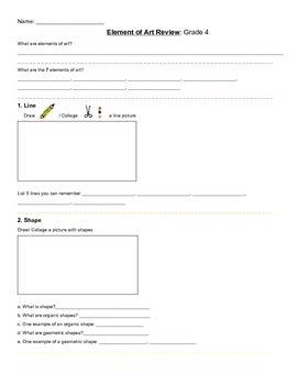 grade 4 elements of art review by amy diener teachers pay teachers