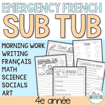 Preview of Grade 4 Emergency French Sub Tub - A week of French sub plan activities