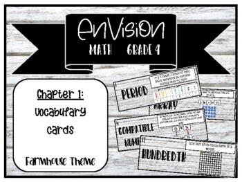 Preview of Grade 4 EnVision Math Vocabulary Cards Chapter 1: Farmhouse Theme