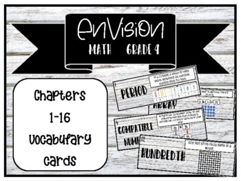 Preview of Grade 4 EnVision Math Vocabulary Cards Full Bundle-Farmhouse Themed