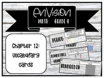 Preview of Grade 4 EnVision Math Vocabulary Cards for Chapter 12 Farmhouse Theme