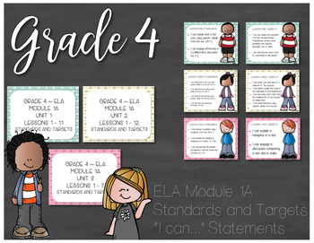 Preview of Grade 4 EngageNY ELA Module 1A Standards and Targets I Can Posters Engage NY