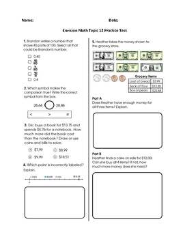 Preview of Grade 4 Envision Math 2.0 Practice Test Bundle