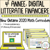 Grade 4 FRENCH Financial Literacy NEW Ontario Math DIGITAL