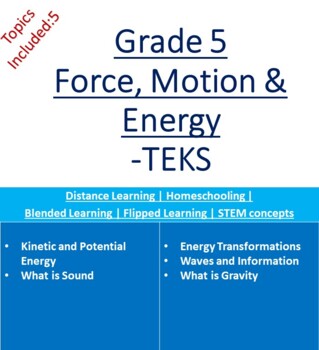 Preview of Grade 5 TEKS - Force, Motion and Energy - Distance Education