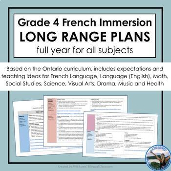 Preview of Grade 4 French Immersion Long Range Plans ALL SUBJECTS