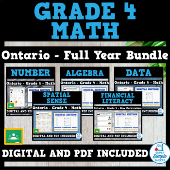 Preview of Grade 4 - Full Year Math Bundle - Ontario 2020 Curriculum - GOOGLE/PDF INCLUDED