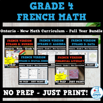 Preview of Grade 4 - Full Year Math Bundle - Ontario 2020 Curriculum - FRENCH VERSION