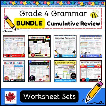 Preview of Grade 4 Grammar Bundle: Cumulative Review Worksheet Sets