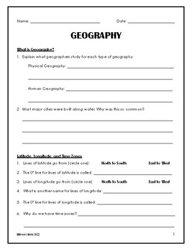 Preview of Grade 4 Into Social Studies Geography Study Guide