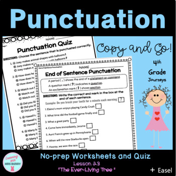 Preview of PUNCTUATION Grammar Activities and Quiz (Lesson 23) 4th Grade Journeys 