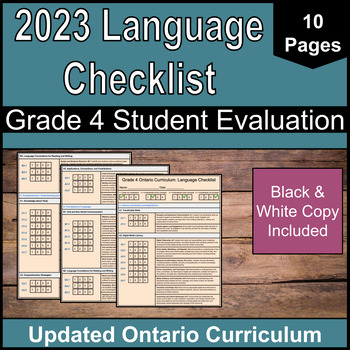 Preview of Grade 4 Language Curriculum Checklist | NEW 2023 Ontario Curriculum | Evaluation