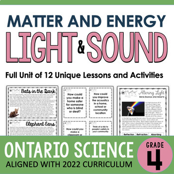 Preview of Ontario Grade 4 Science - Light and Sound - Matter and Energy Inquiry Unit