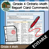 Grade 4 MATH Ontario Report Card Comments (Use with Google Docs™)
