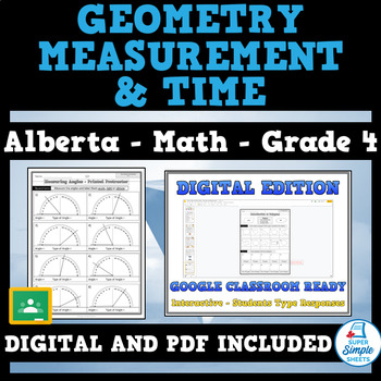 Preview of Grade 4 Math - Alberta - Geometry, Measurement & Time - Updated 2022 Curriculum