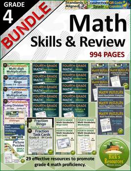 Preview of 4th Grade Math Skills Practice and Review Bundle