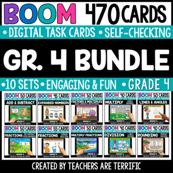 Preview of Grade 4 Math Bundle Boom Cards - Digital
