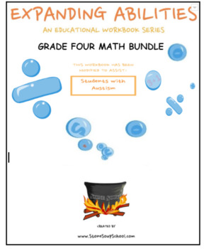 Preview of Grade 4, Math Bundle CCS: Frac, Geo, Alg, M & D, Base 10 for students w/ Autism
