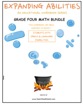 Preview of Grade 4 Math Bundle: Fractions, Geo, Alg, M & D, Base 10 w/ Speech/ Language