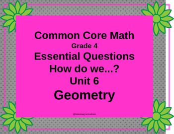 Preview of Grade 4 Math Common Core How can we....Essential Questions Unit 6 Geometry