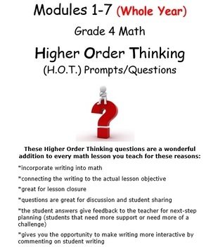 Preview of Grade 4 Math ENTIRE YEAR-Higher Order Thinking Questions/Writing Prompts Bundle!