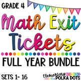 Grade 4 Math Exit Tickets - Full Year Bundle **Digital Bon