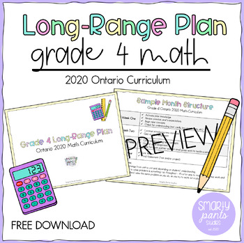 Preview of Grade 4 Math - Long Range Plan with Links - Ontario 2020 Curriculum