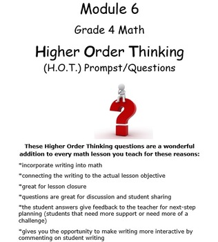 Preview of Grade 4 Math Module 6 Higher Order Thinking (HOT) Questions/Writing Prompts!