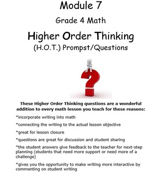 Preview of Grade 4 Math Module 7 Higher Order Thinking (HOT) Questions/Writing Prompts!
