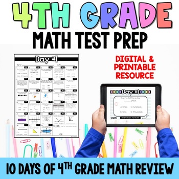 Preview of 4th Grade Math Test Prep Review | Printable and Digital
