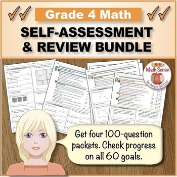 Preview of Grade 4 Math Self-Assessment and Review BUNDLE | Pretests, Posttests, Tutoring