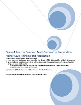 Preview of Grade 4 Math Smarter Balanced Math Summative Prep. - Higher Thinking/Application