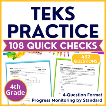 Preview of Grade 4 Math TEKS Practice Bundle - Progress Monitoring by Standard | BTS