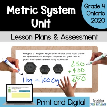 Preview of Grade 4 The Metric System Unit - Ontario Math 2020 Measurement - PDF and Slides