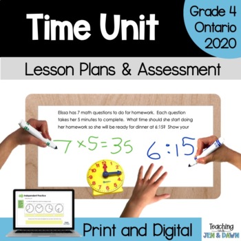 Preview of Grade 4 Elapsed Time Unit - Ontario Math 2020 Measurement - PDF and Slides