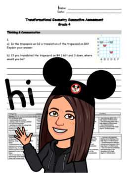 Preview of Grade 4 - Math: Transformations Geometry Summative Assessment/Test