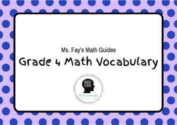 Preview of Grade 4 Math Vocabulary Cards