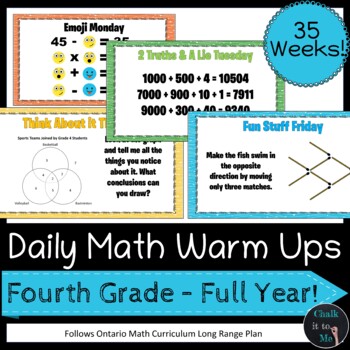 Preview of Grade 4 Math Warm ups & Bell Work