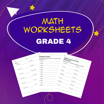 Grade 4 Math Worksheets by Samir Latrous | TPT